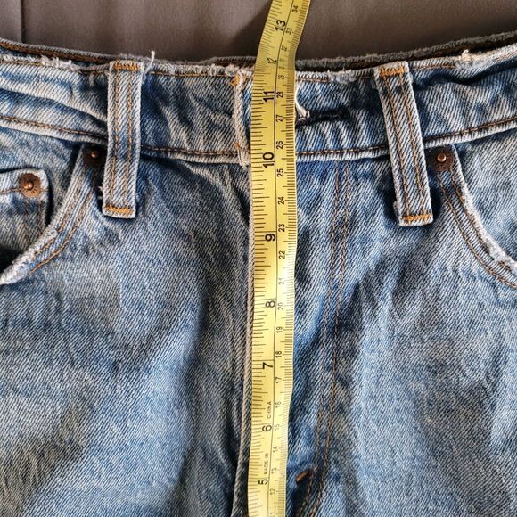 Abercrombie & Fitch Curve Love The Dad Cutoff Short Womens Sz 26 Blue High Rise - Picture 5 of 7